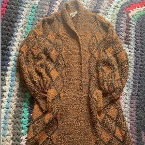 Vintage Diamond Long Sleeve Sweater Jacket